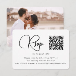 Código QR de Foto RSVP de Casamento Branco e Preto