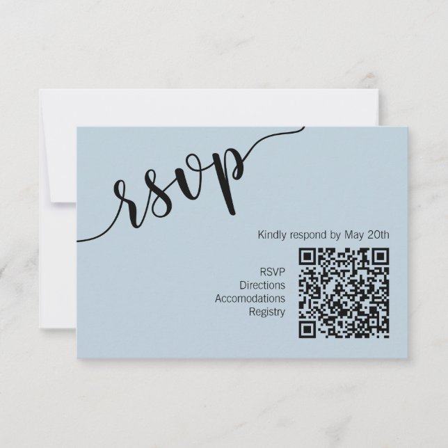 Código QR de Letra Minima Azul Claro RSVP (Frente)