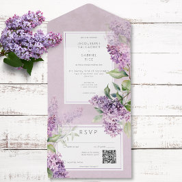 Código QR de Lilases Roxos e Salvia Rústico Românt