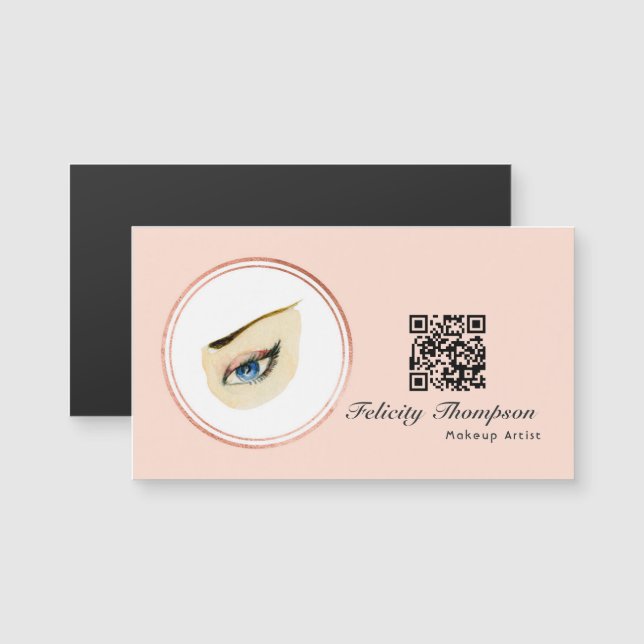 Código QR de Maquiadora em Rose Gold e Blush Pink (Frente/Verso)