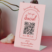 Código QR de Menina Social Cinza Vermelho Retroati
