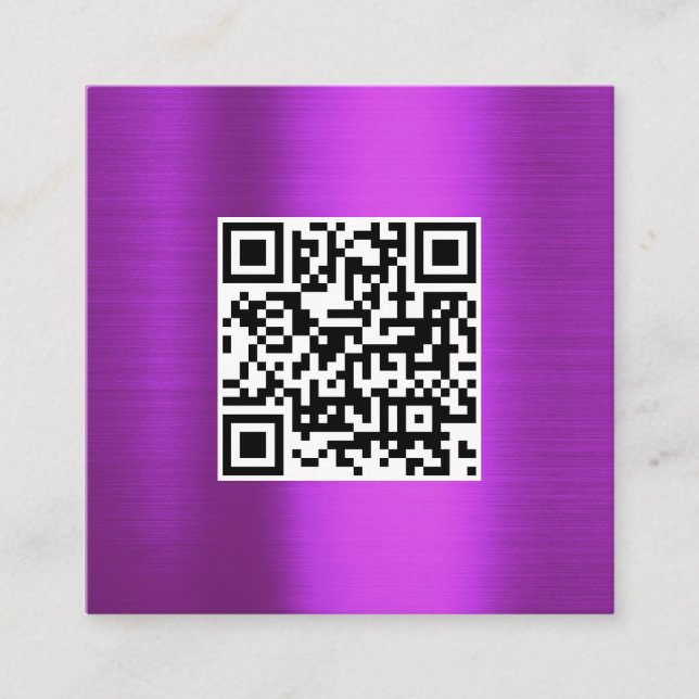 Código QR de metal roxo Cartão de visita de logoti (Frente)