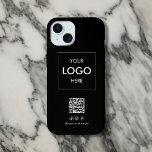 Código QR de Mídia Social da Empresa Preto<br><div class="desc">Elevem a sua marca comercial com a nossa capas de iphone personalizada! Projetado para destacar sua marca, este gabinete apresenta seu logotipo exibido de forma destacada. Abaixo do logotipo, adicionamos um conveniente código QR para acesso fácil ao seu site ou promoções. Além disso, há espaço para três ícones de mídia...</div>