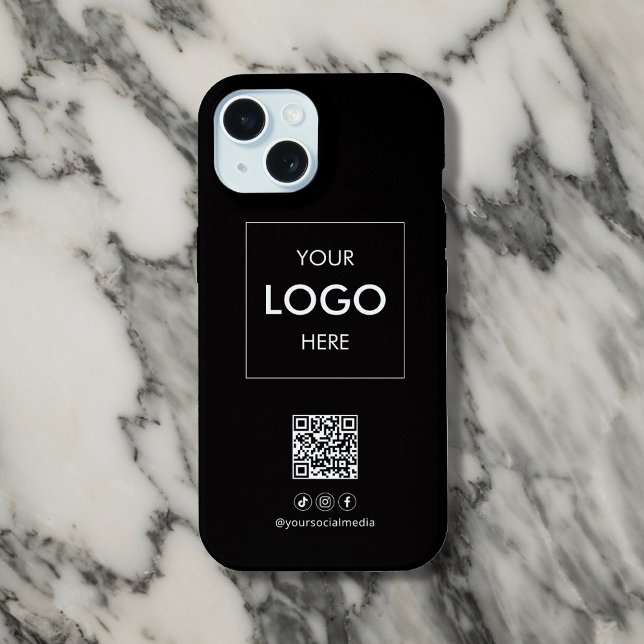 Código QR de Mídia Social Empresarial Preto (Criador carregado)