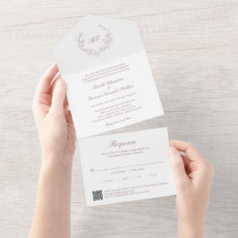 Código QR de Monograma de Grinalda Malva Casamento