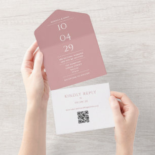 Código QR de Monograma de Rosa Empoeirada com Data