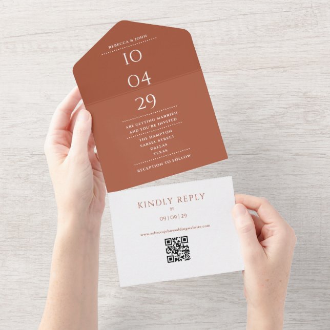 Código QR de Monograma de Terracota com Data de Ca (Tearaway)