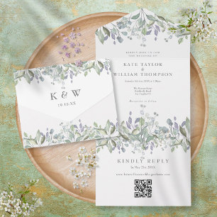 Código QR de Monograma Floral Lilás Salvia Casamen