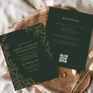Código QR de Orçamento Convite Dourado de Casament