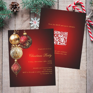 Código QR de ouro vermelho Convite de festas de Na