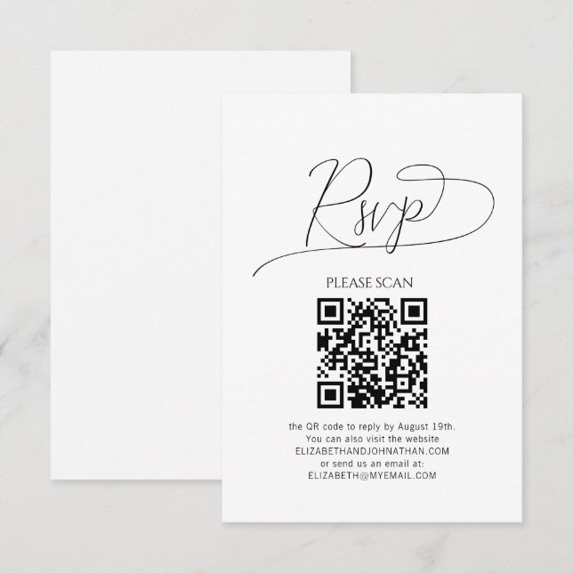 Código QR de Resposta de Casamento com Script Míni (Frente/Verso)