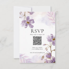 Código QR de Resposta de Casamento Floral Roxo Ele
