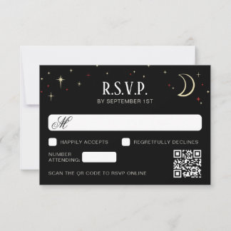 Código QR de Resposta de Casamento Lua Crescente E