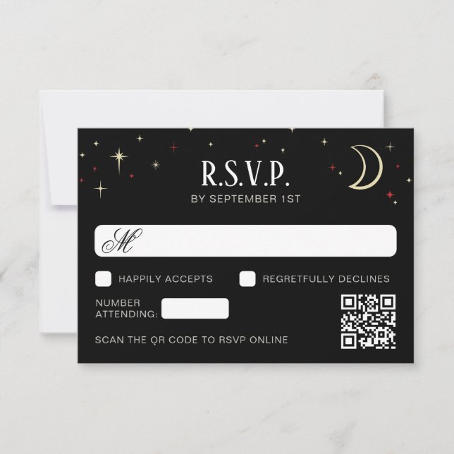 Código QR de Resposta de Casamento Lua Crescente E (Frente)
