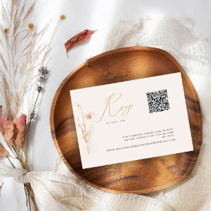 Código QR de resposta Romântico Dourado com Flores