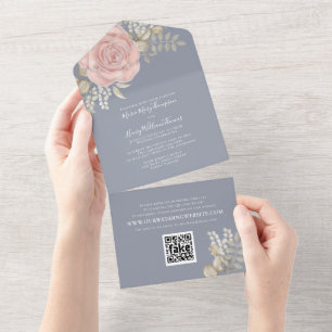 Código QR de Rosa Floral de Cor de Água Elegante D