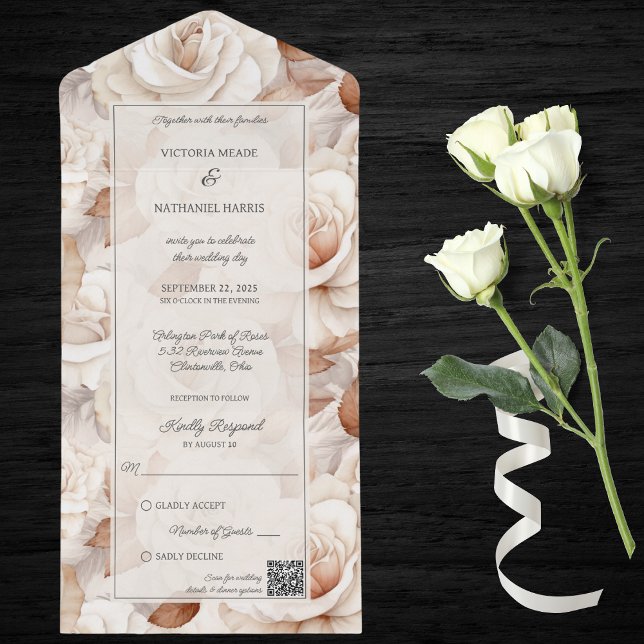 Código QR de Rosas de marfim e ferrugem (Criador carregado)