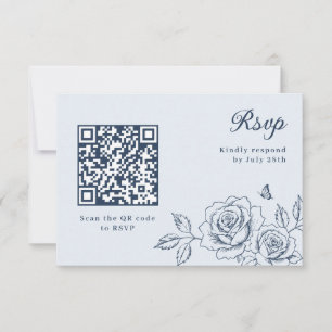 Código QR de RSVP Azul Empoeirado e Azul Marinho p