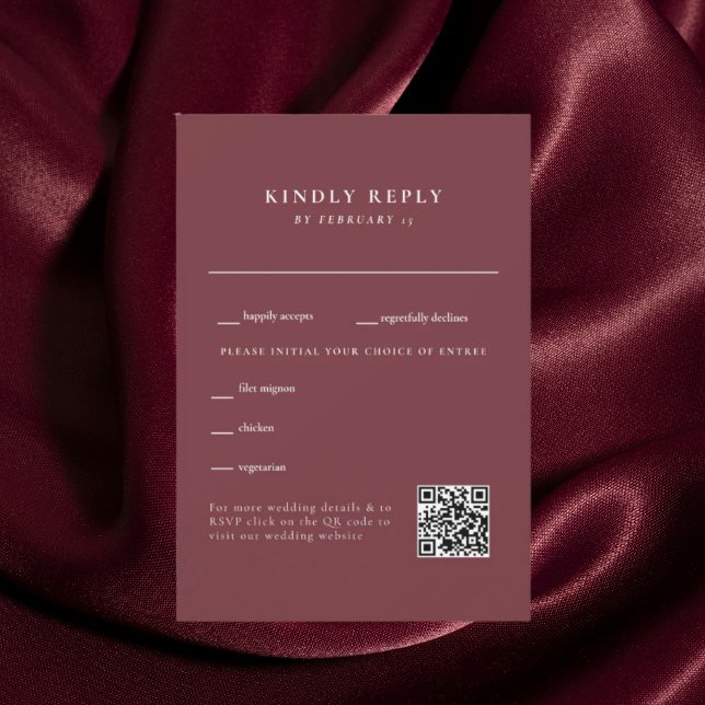 Código QR de RSVP de Casamento Burgundy Profundo (Criador carregado)