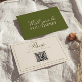 Código QR de RSVP de casamento em azeitona verde e