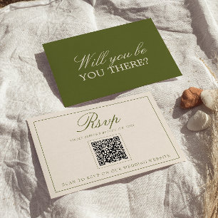 Código QR de RSVP de casamento em azeitona verde e
