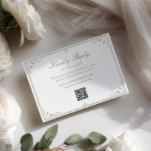 Código QR de RSVP de Casamento em Moldura Vintage