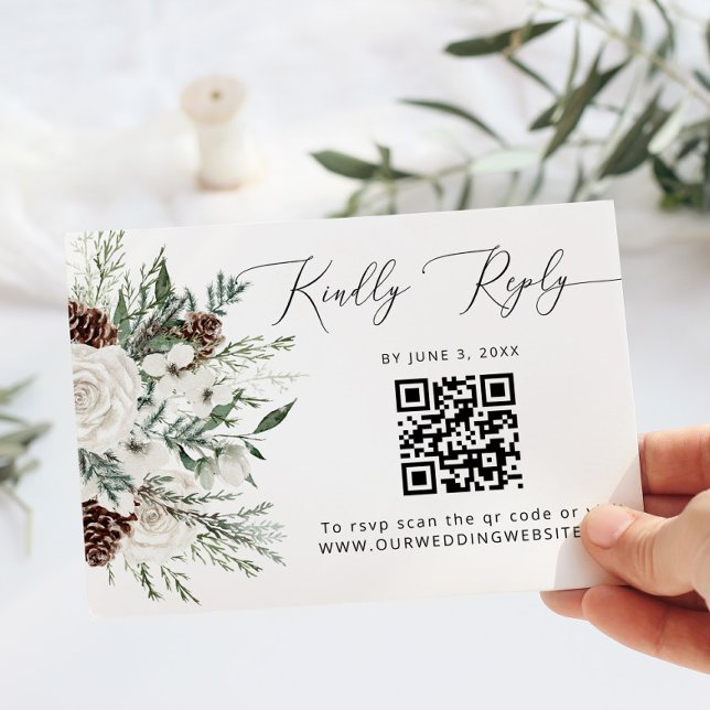 Código QR de RSVP de Casamento Evergreen (Criador carregado)