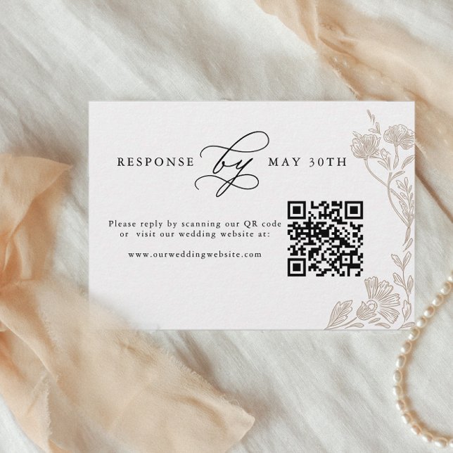 Código QR de RSVP de casamento floral desenhado à  (Criador carregado)