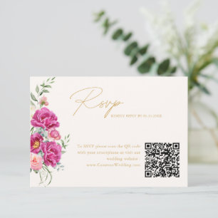 Código QR de RSVP de casamento floral rosa vibrant
