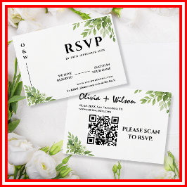 Código QR de RSVP de Casamento Folhas de Verdura V