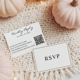 Código QR de RSVP de Casamento Preto e Branco Mini