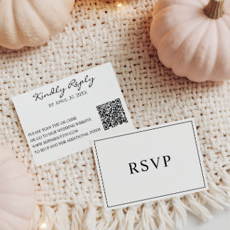 Código QR de RSVP de Casamento Preto e Branco Mini