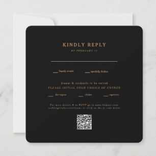 Código QR de RSVP de Casamento Quadrado Preto Mode
