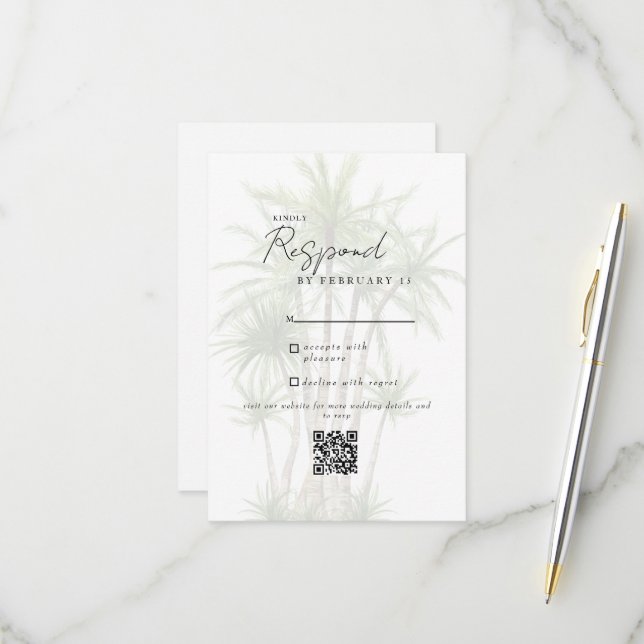Código QR de RSVP de Casamento Tropical Moderno Br (Frente/Verso In Situ)