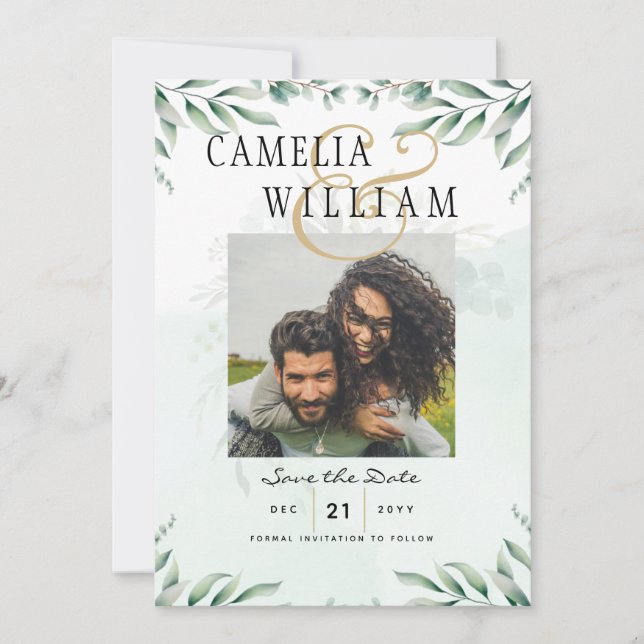 CÓDIGO QR de RSVP de Convites de Casamento Verde (Frente)
