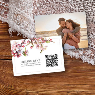 Código QR de RSVP de Foto Online Casamento Flor de