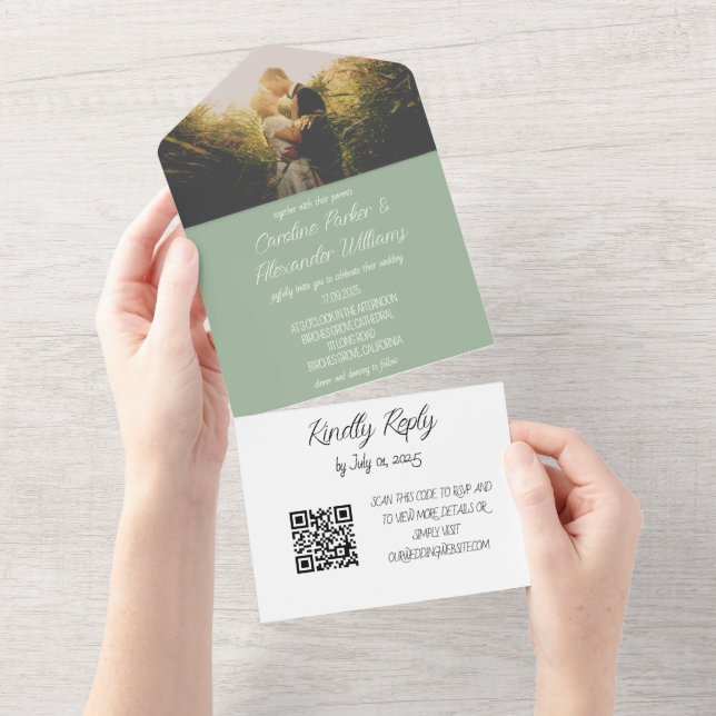 Código QR de RSVP de Fotografia Moderna do Elegant (Aba destacável)