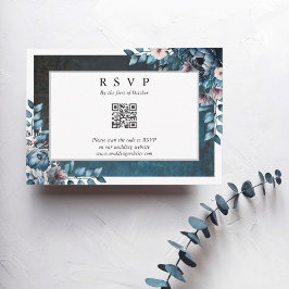 Código QR de RSVP Elegante Bola Azul de Casamento