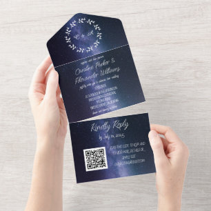 Código QR de RSVP Moderno de Galáxia Azul Elegante
