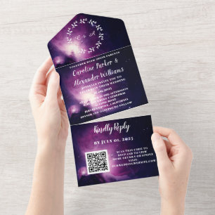 Código QR de RSVP Moderno de Galáxia Azul Elegante
