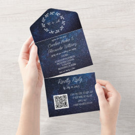 Código QR de RSVP Moderno de Galáxia Azul Elegante