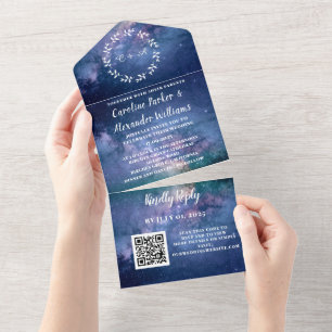 Código QR de RSVP Moderno de Galáxia Azul Elegante