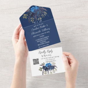 Código QR de RSVP Moderno de Marinho Real Elegante