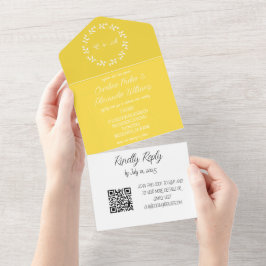 Código QR de RSVP Moderno de Script Amarelo Elegan