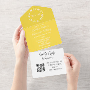 Código QR de RSVP Moderno de Script Amarelo Elegan