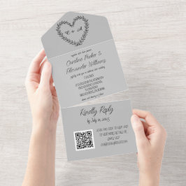 Código QR de RSVP Moderno de Script de Cinza Elega