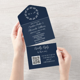 Código QR de RSVP Moderno RSVP de Script Azul de M