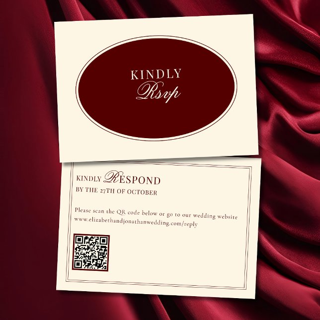 Código QR de RSVP Oval Marfim Borgonha Profundo Di (Criador carregado)