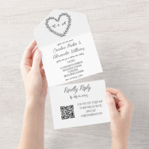 Código QR de RSVP Uniforme de Script Preto Elegant