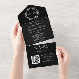 Código QR de RSVP Uniforme de Script Preto Elegant